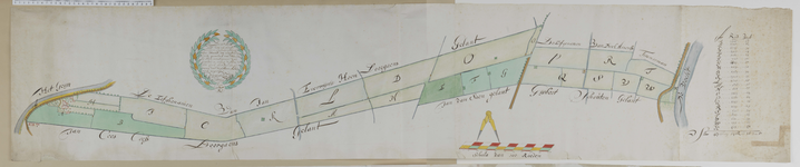 2151-3 Kaart van enige percelen land, gelegen tussen de Amstel en de Vecht onder Baambrugge en Vreeland, bij het ...